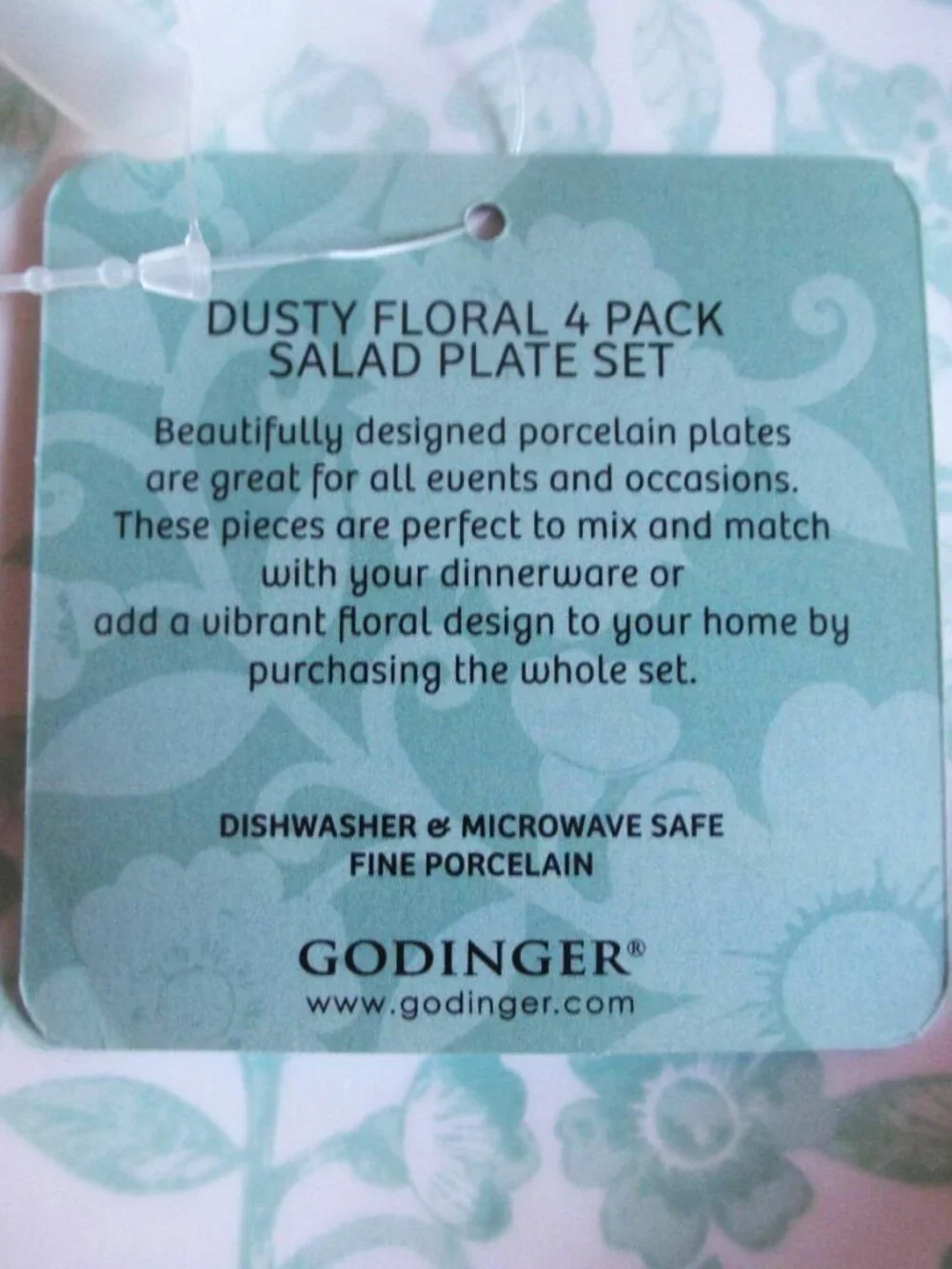 Godinger Dusty Floral Salad Claro Plates 4 x Set Mint Green 6.5